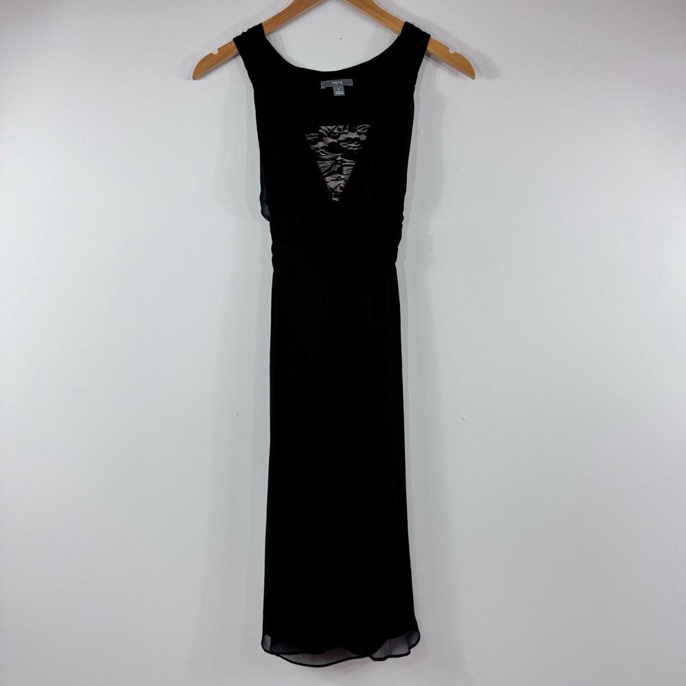 Women’s Size 8 Dress Black Lace Inset 2000s Y2K Tie Waist Witchy Goth Holiday